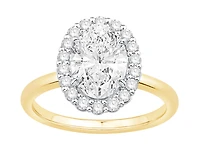 2.34 Carat TW Oval Cut Laboratory-Grown Diamond Halo Engagement Ring 14kt Yellow and White Gold