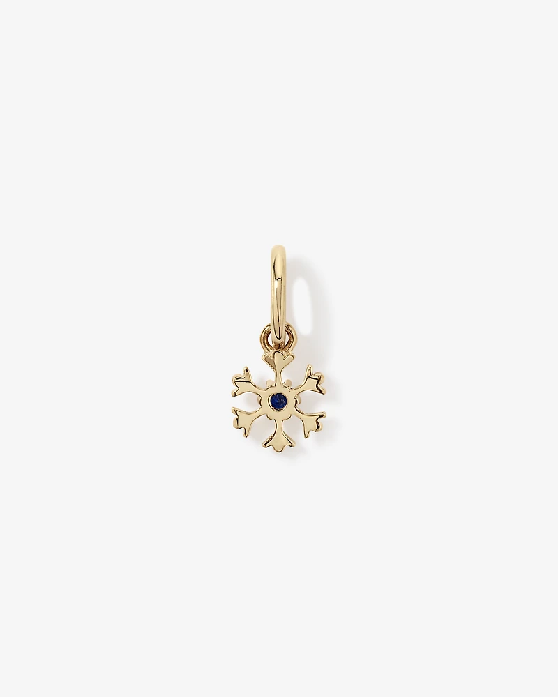 Snowflake Pendant with Round Created Sapphire in 10kt Yellow Gold
