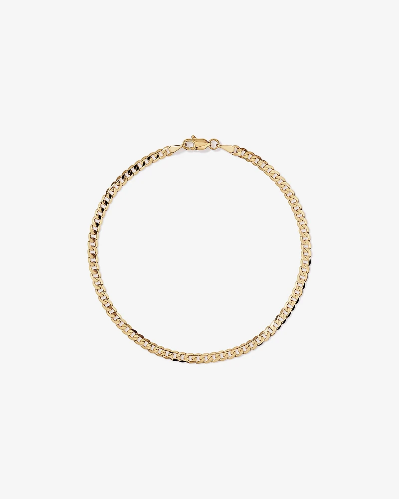 19cm (22") 3mm Width Solid Flat Bevelled Curb Bracelet in 10kt Yellow Gold