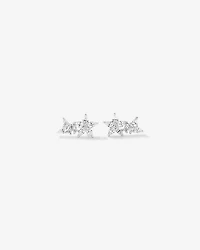 Floral Detachable Stud Earrings with Cubic Zirconia in Sterling Silver