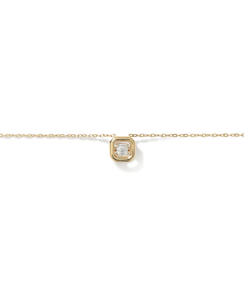 0.18 Carat TW Laboratory-Grown Asscher Cut Diamond Necklace in 10kt Yellow Gold
