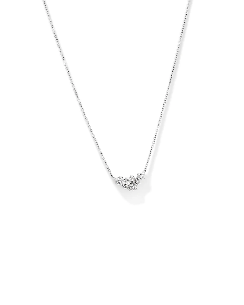 Round Brilliant Cut Cubic Zirconia Cable Chain Necklace Sterling Silver