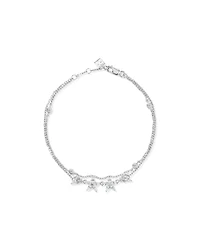 19cm (7.4") Double Floral Bracelet with Cubic Zirconia in Sterling Silver