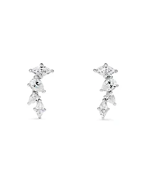 Cubic Zirconia Vine Stud Earrings in Sterling Silver