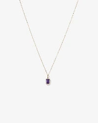 Emerald Cut Amethyst and Diamond Halo Pendant with Chain in 10kt Yellow Gold
