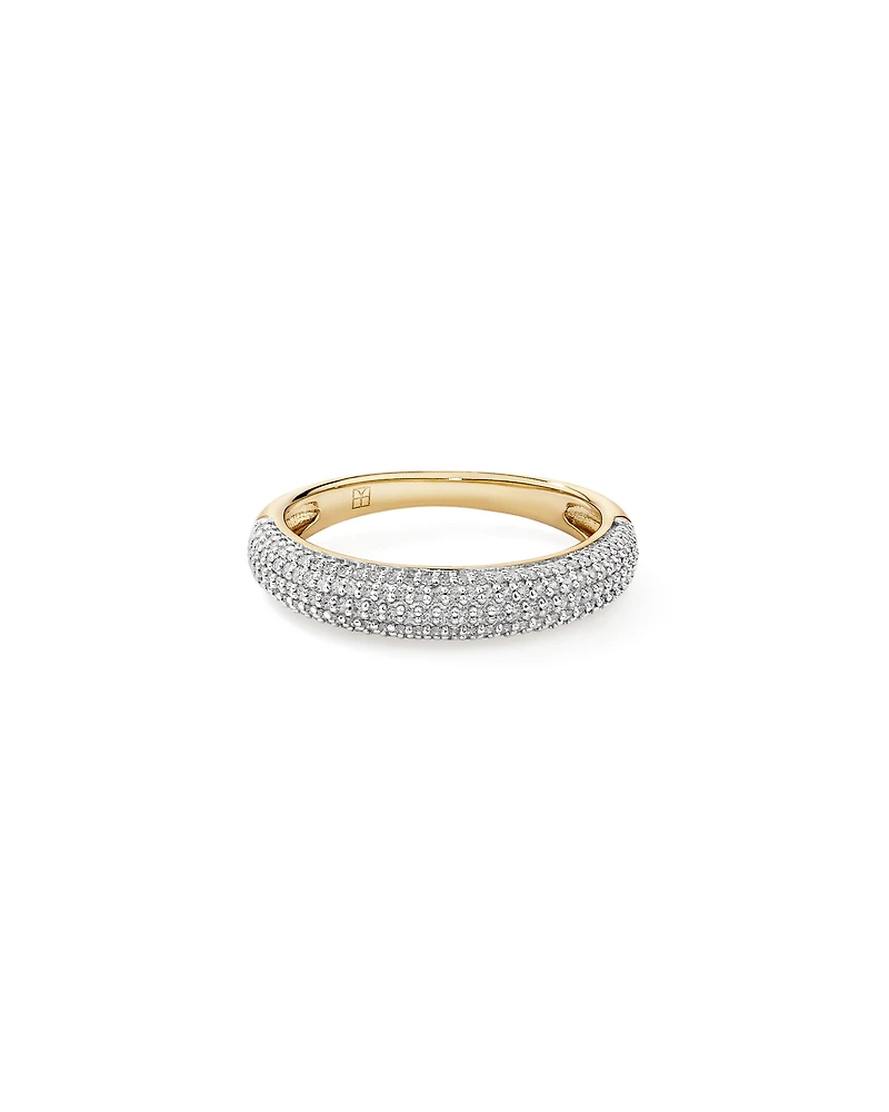 Slim Pavé Dome Ring with Cubic Zirconia in 18kt Vermeil