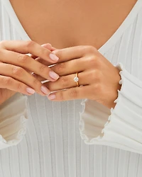 Bague de fiançailles en or blanc et jaune 18 K à diamant solitaire certifié totalisant 1 ct