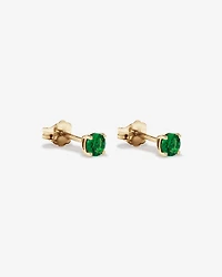 Stud Earrings with Green Created Emerald in 10kt Yellow Gold