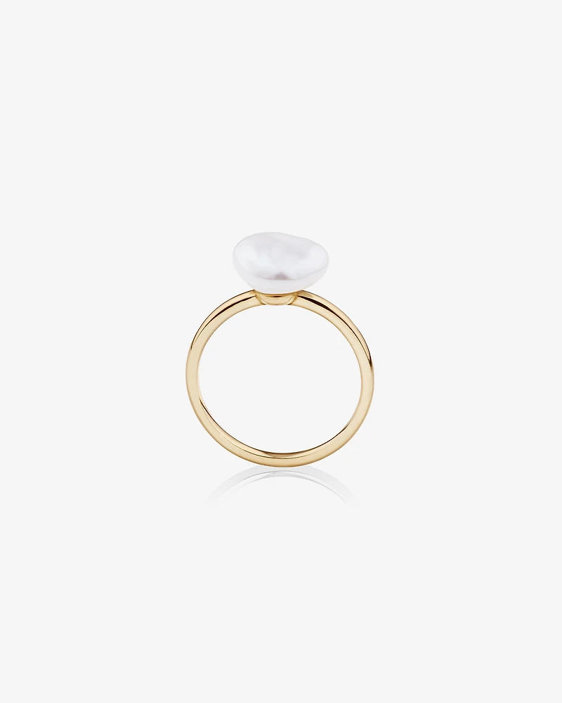 Ring with 9-10mm Cultured Freshwater Baroque Pearls in 10kt Yellow Gold