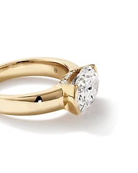 Bague solitaire en or jaune 18 carats avec diamant de laboratoire taille ovale East-West de 4,06 carats