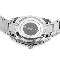 Montre en acier inoxydable à nacre et à diamants totalisant 0,28 ct pour femme