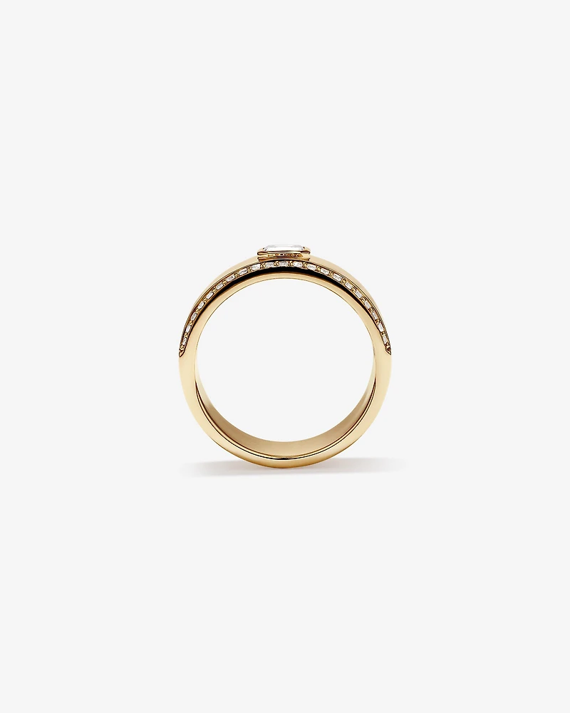 0.50 Carat TW of Laboratory-Grown Emerald & Round Brilliant Diamond Ring 10kt Yellow Gold