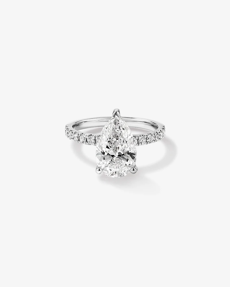 3.50 Carat TW Pear Cut Laboratory-Grown Diamond Engagement Ring in 18kt White Gold