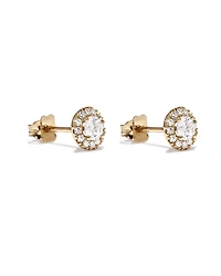 0.50 Carat TW Round Brilliant Laboratory-Grown Diamond Halo Stud Earrings in 10kt Yellow Gold