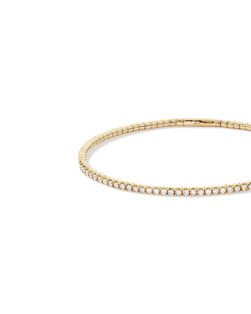 0.68 Carat TW Diamond Row Flex Bangle in 10kt Yellow Gold