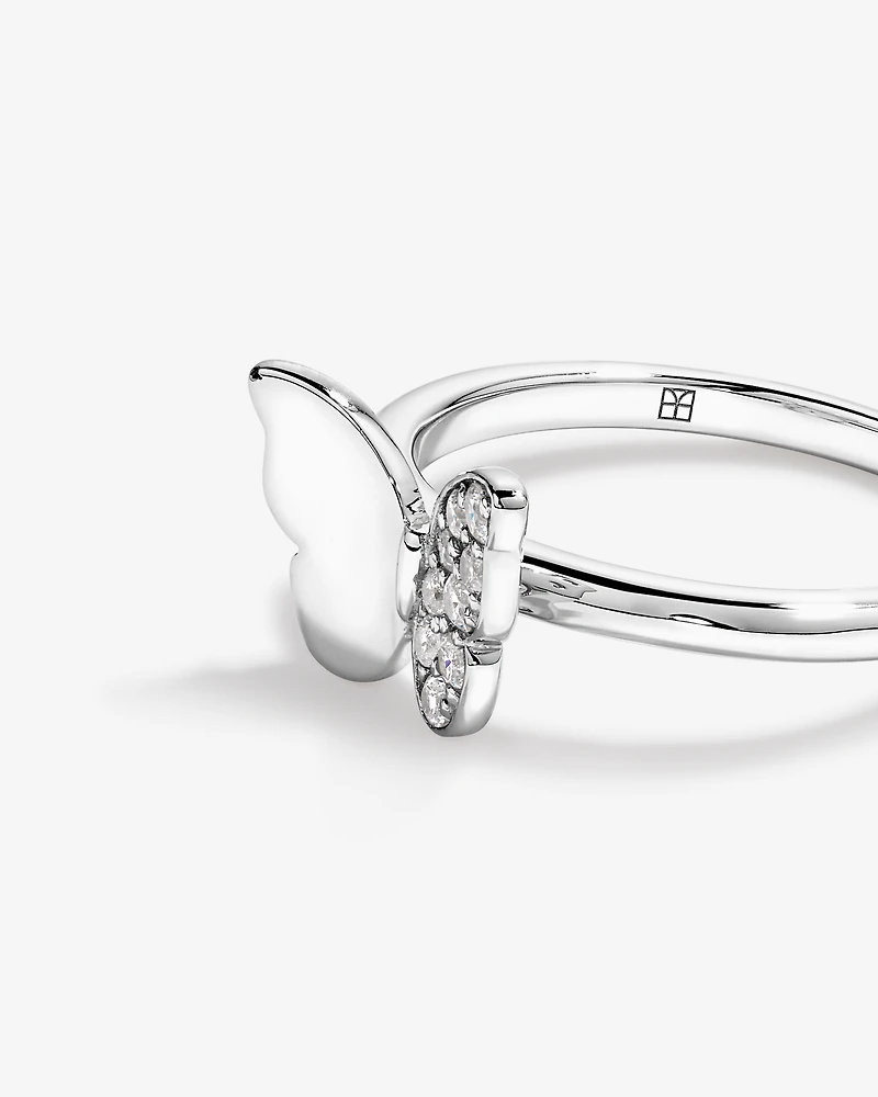 Bague papillon en argent sterling avec zircon cubique