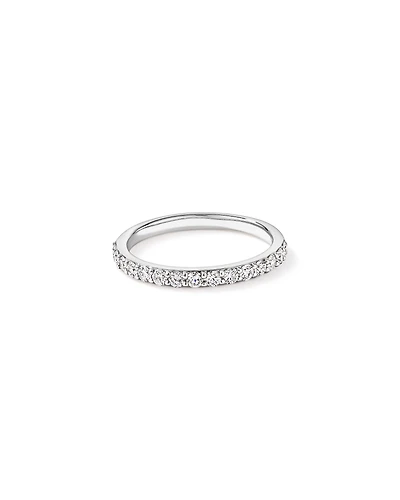Alliance en or blanc 14 carats sertie d'un diamant rond brillant de synthèse 0,50 carat