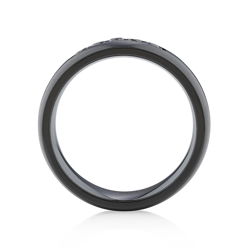 Bague en titane noir avec diamants noirs traités