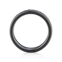 Bague en titane noir avec diamants noirs traités