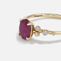 Bague Rubis avec diamants 0,12 ct PT en or jaune 10