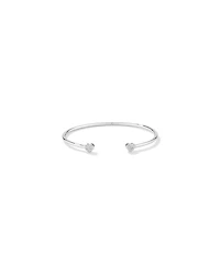 Pavé Set Cubic Zirconia Puff Heart Open Cuff Bangle in Sterling Silver