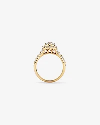 1.25 Carat TW Round Brilliant and Baguette Cluster Diamond Ring 14kt Yellow Gold