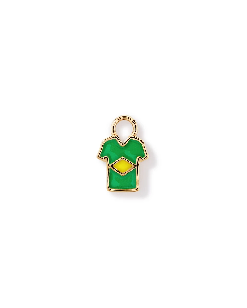 Charme de boucle d’oreille en maillot du Brésil en Vermeil 18Kt