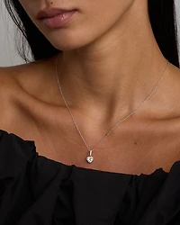 Collier Pendentif Halo En Forme De Cœur Avec Zircon Cubique En Argent Sterling