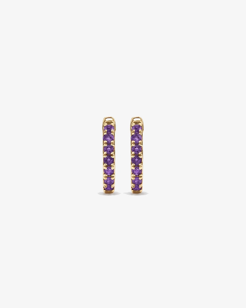 Boucles d'oreilles anneaux Améthyste en or jaune 10 ct