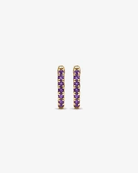 Boucles d'oreilles anneaux Améthyste en or jaune 10 ct