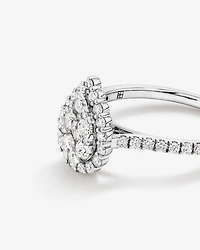 0.79 Carat TW Pear Shaped Cluster Diamond Halo Engagement Ring in 14kt White Gold