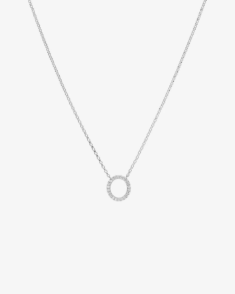 O Initial Necklace with 0.10 Carat TW of Diamonds in 10kt White Gold