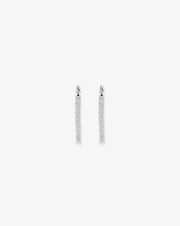 Full Pavé Set Cubic Zirconia Hoop Earrings in Sterling Silver