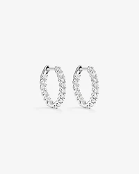 Boucles d’oreilles créoles en diamant cultivées en laboratoire TW de 1,00 carat serties en or blanc 10 carats