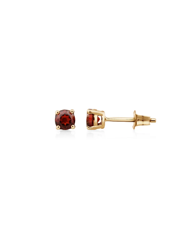 Stud Earrings with Rhodolite Garnet in 10kt Yellow Gold