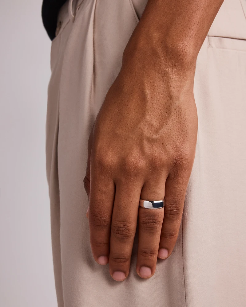 7mm Flat Bevelled Wedding Band Sterling Silver