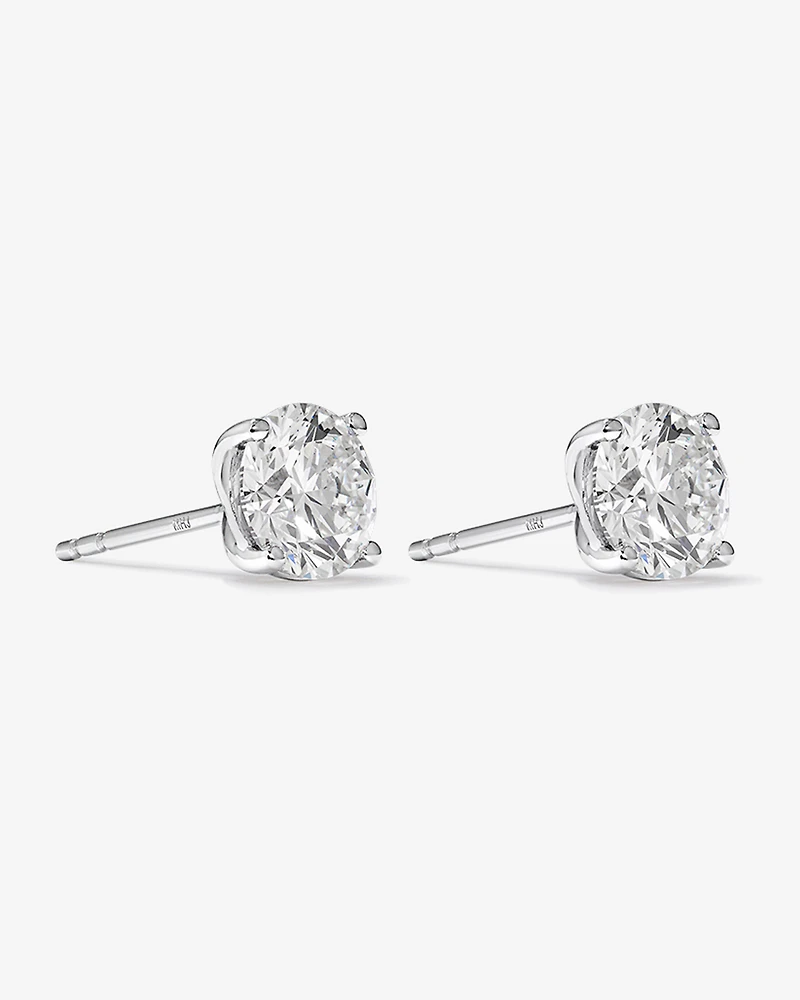 Carat TW Laboratory-Grown Diamond Solitaire Stud Earrings in 14kt White Gold