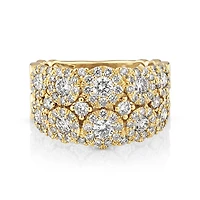 Bague à bulles à 2 rangs en or jaune 14 K avec diamants totalisant 2 ct