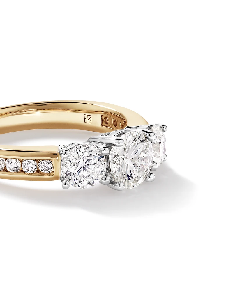 2.00 Carat TW 3 Stone Signature 101 Diamond Ring in 14kt Yellow & White Gold