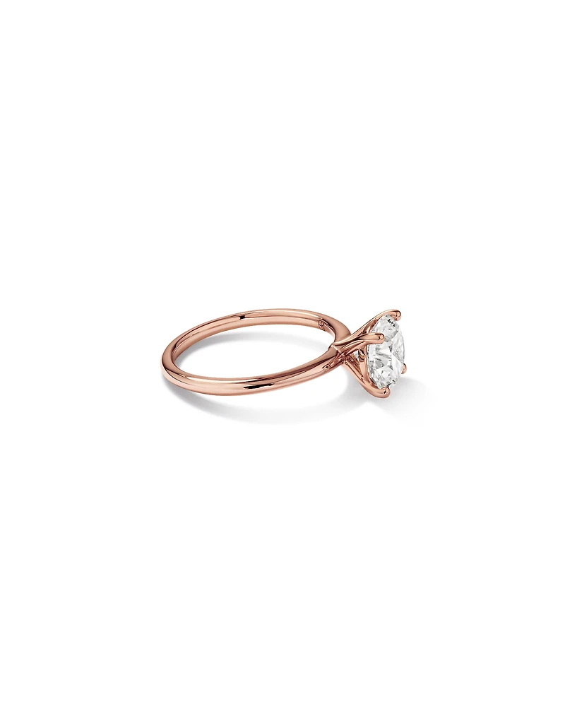 Carat TW Round Brilliant Laboratory-Grown Diamond Solitaire Engagement Ring 14kt Rose Gold