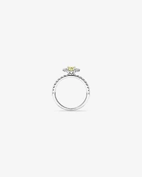1.54 Carat TW Yellow Oval Cut Laboratory-Grown Diamond Halo Engagement Ring in 14kt White Gold