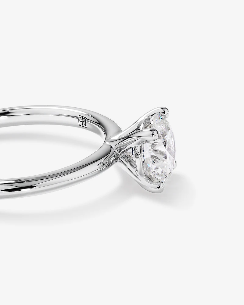 Bague de fiançailles en diamant solitaire ronde brillante cultivée laboratoire 1,25 carat or blanc 14 carats