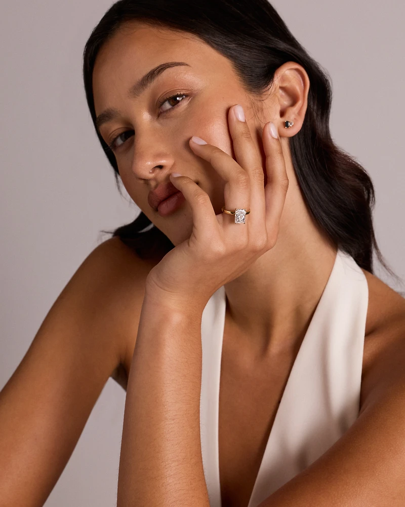 3.10 Carat TW Radiant Cut Laboratory-Grown Diamond Solitaire Ring in 18kt Yellow Gold