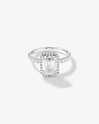 3.60 Carat TW Emerald Cut Laboratory-Grown Diamond Halo Engagement Ring in 18kt White Gold