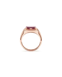 Elongated Cushion Cut Raspberry Rhodolite Garnet East-to-West Set Ring 10kt Rose Gold