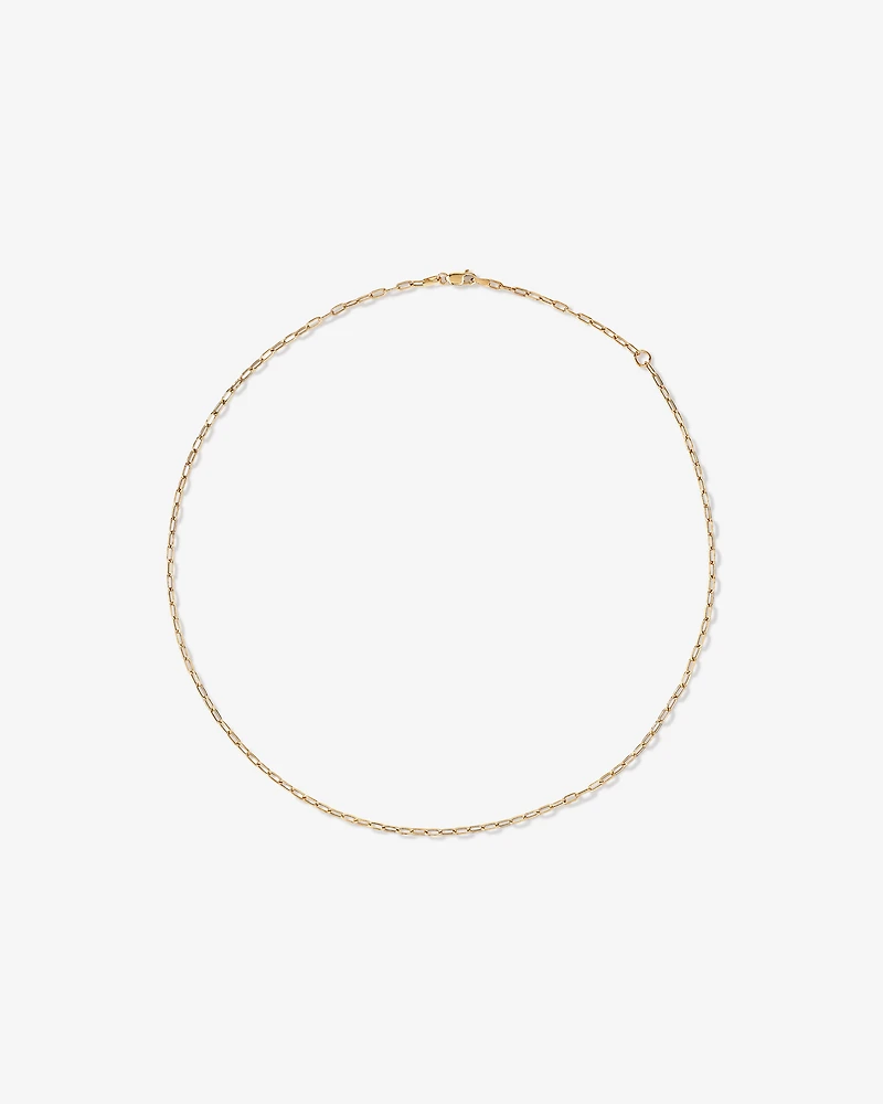 45cm (18”) 2mm-2.5mm Width Hollow Paperclip Chain in 10kt Yellow Gold