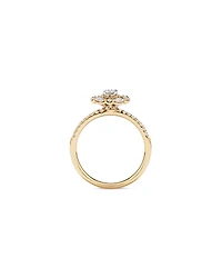 0.62 Carat TW Round Brilliant and Marquise Double Halo Cluster Diamond Ring 14kt Yellow Gold with Rhodium