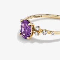 Amethyst and 0.12 Carat TW Diamond Ring in 10kt Yellow Gold