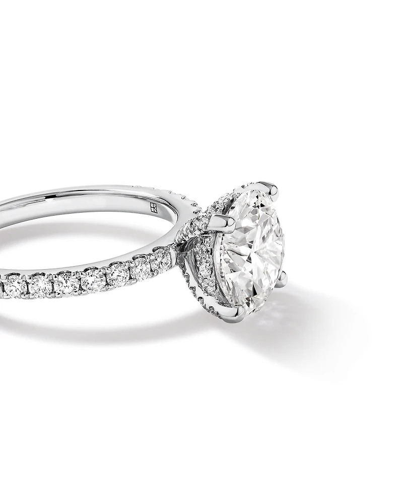 Bague de fiançailles en diamant ronde brillante cultivée laboratoire 3,50 carats or blanc 18