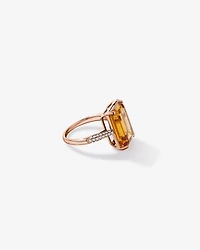 Emerald Cut Citrine & 0.23 Carat TW Diamond Ring 10kt Rose Gold
